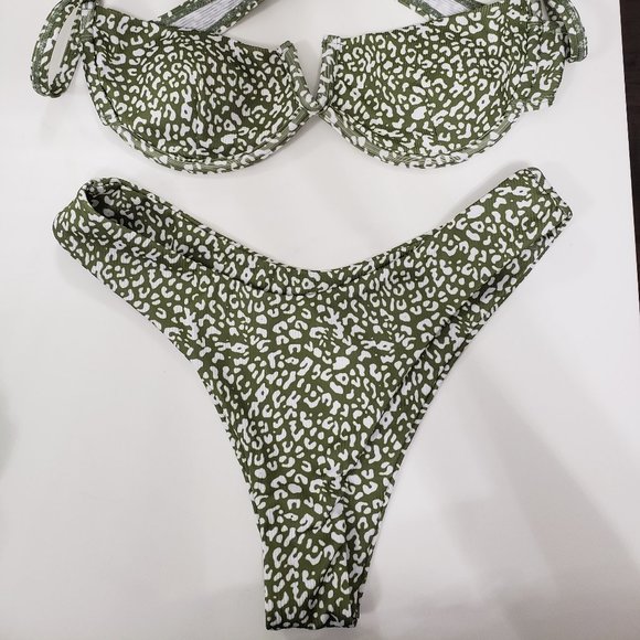 Green Leopard Bikini Shein Size Medium - Picture 2 of 2